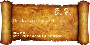 Britvics Harald névjegykártya